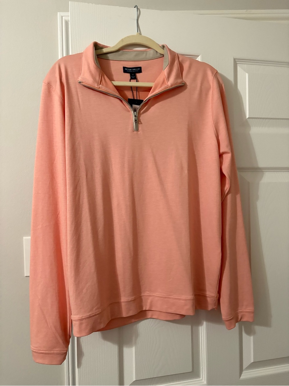 Peter Millar Coral Pink Quarter-Zip Sweatshirt Size M Preppy Golf